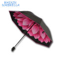 Logo personalizado de calidad superior flor de la moda impreso dentro de 21 pulgadas paraguas plegable reverso
